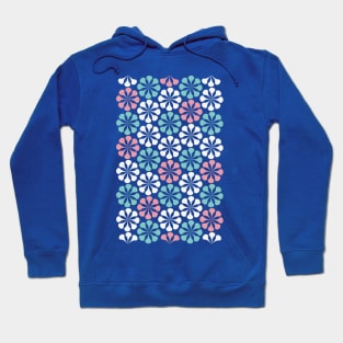 Mod flower pattern (blue, white and pink) Hoodie